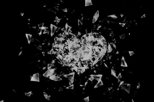 Explosion of glass heart , broken heart - Photo, Image