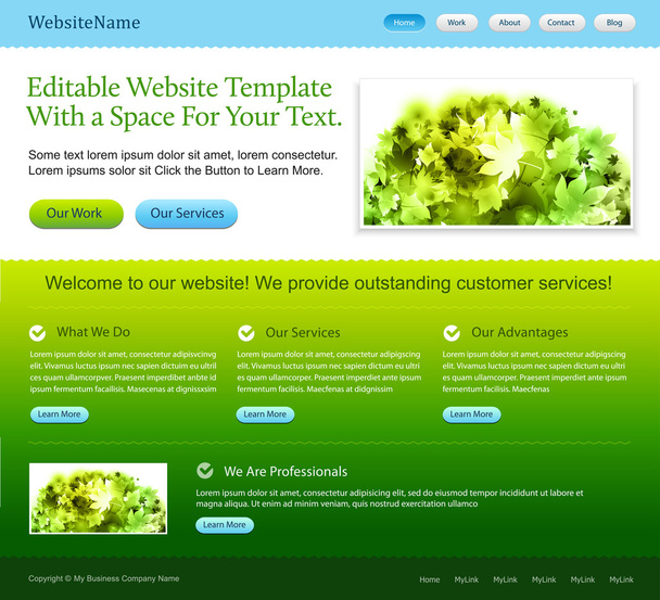 緑のウェブサイト テンプレート - ベクター画像