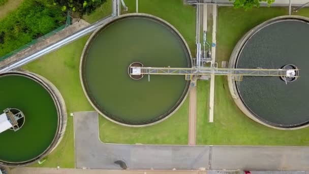 Aerial view of water supply and contamination treatment plant station - Footage, Video