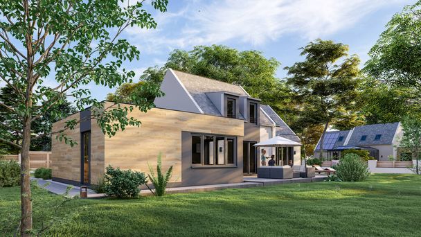 3D rendering of a new house in a traditional style - Foto, Bild