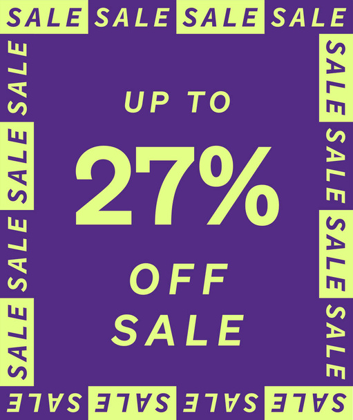 Sale up to 27% off label design. Super Discount offer price sign. Special offer symbol. Discount tag badge shapes the Perfect design for shop and sale banners. - Vektör, Görsel