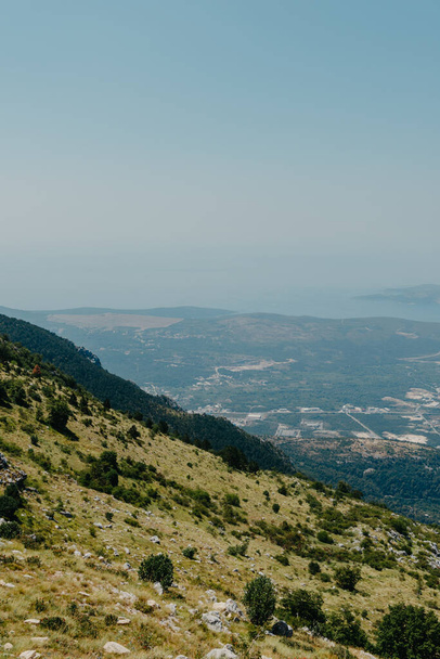 Beautiful nature mountains landscape. Kotor bay, Montenegro. Views of the Boka Bay, with the cities of Kotor and Tivat with the top of the mountain, Montenegro - Fotografie, Obrázek