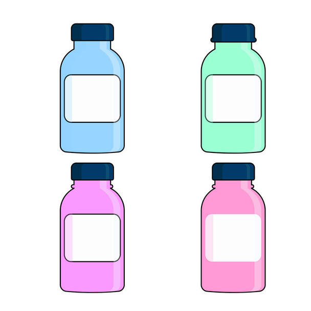 Set de botellas de color médico con etiquetas.  - Vector, Imagen