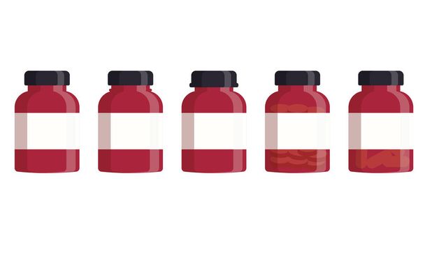 Set de frascos médicos con etiqueta. Ilustración vectorial plana - Vector, Imagen