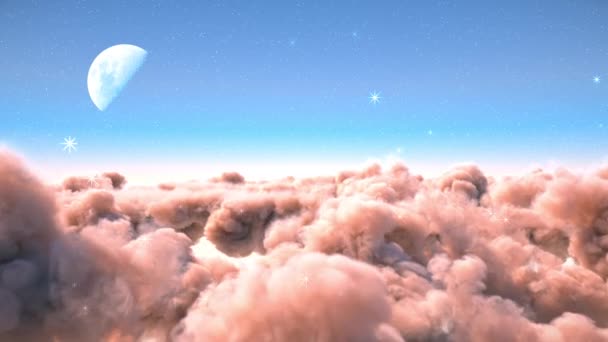 Fantasy różowy toon chmury - Materiał filmowy, wideo