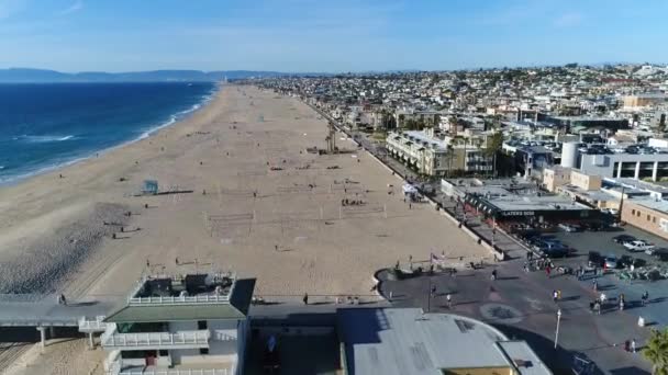 Hermesa Beach, Калифорния, Тихоокеанское побережье, Оклахома-Сити, вид с воздуха - Кадры, видео