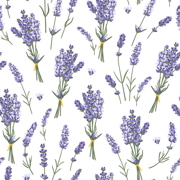ラベンダーの花束とシームレスなパターン - ベクター画像