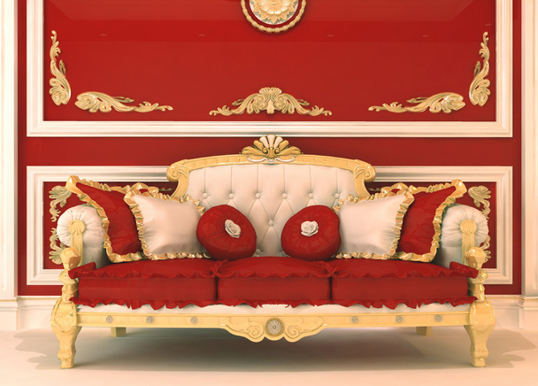 Luxury sofa in royal interior - Foto, Imagen