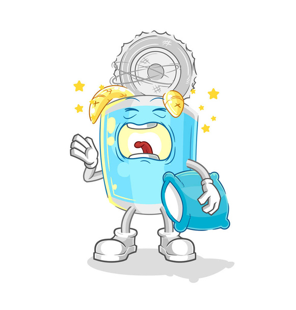 el carácter bostezo de pescado enlatado. mascota de dibujos animados vecto - Vector, imagen