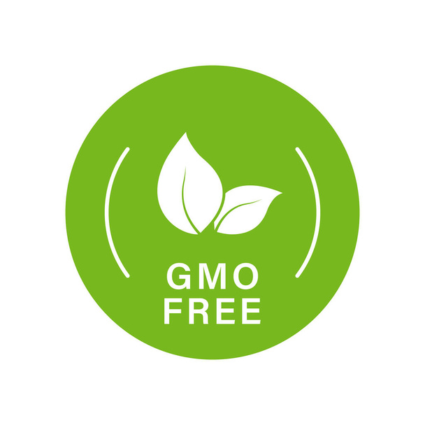 Gmo Free Green Silhouette Icono. Etiqueta no Gmo, solo producto orgánico natural. Leaf Sign Healthy Vegan Bio Food Concept (en inglés). Logo de Gmo orgánico gratuito. No genéticamente modificado. Ilustración vectorial aislada - Vector, imagen