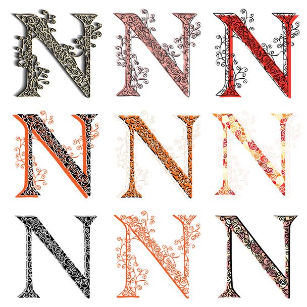 Various combination fishnet letter N. - Vector, Image