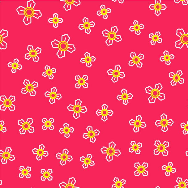 Line Firefighter icon isolated seamless pattern on red background.  Vector - Vektör, Görsel