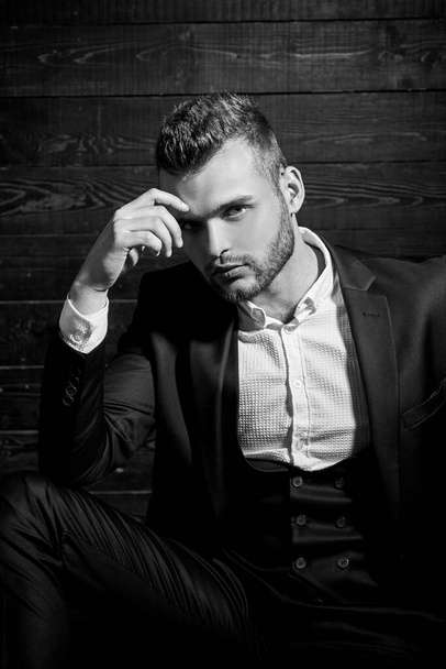 Man in classic suit shirt. Business confident. Portrait of handsome serious male model. Ambition and individuality, successful. Businessman in work. - Fotografie, Obrázek