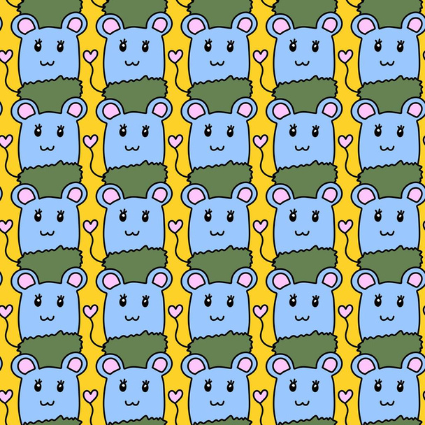 seamless pattern of cute rat cartoon - Photo, Image