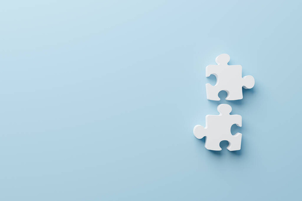 Puzzels met elkaar verbinden. Team business succes partnerschap of teamwork concept. 3d weergave illustratie - Foto, afbeelding