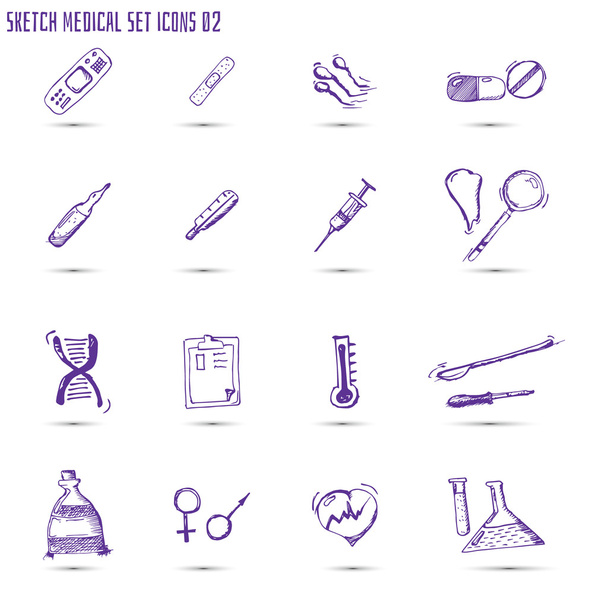sketched medical icon set - Vector, Image