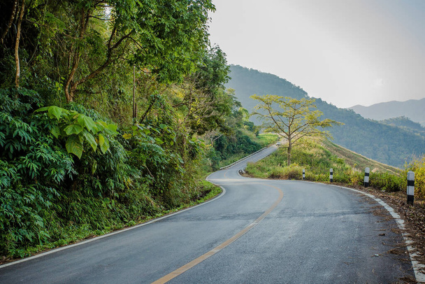 Strada asfaltata curva in montagna Provincia di Chiang Rai, Thailandia - Foto, immagini