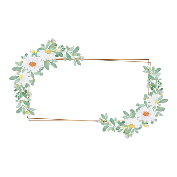 Light tone lovely watercolor flower frame - illustration hand draw watercolor frame greeting card concept - Fotó, kép
