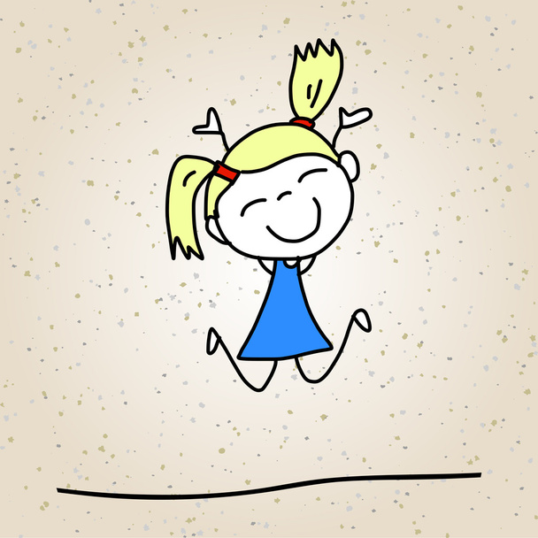 Ручной рисунок мультфильма абстрактные счастливые дети
 - Вектор,изображение