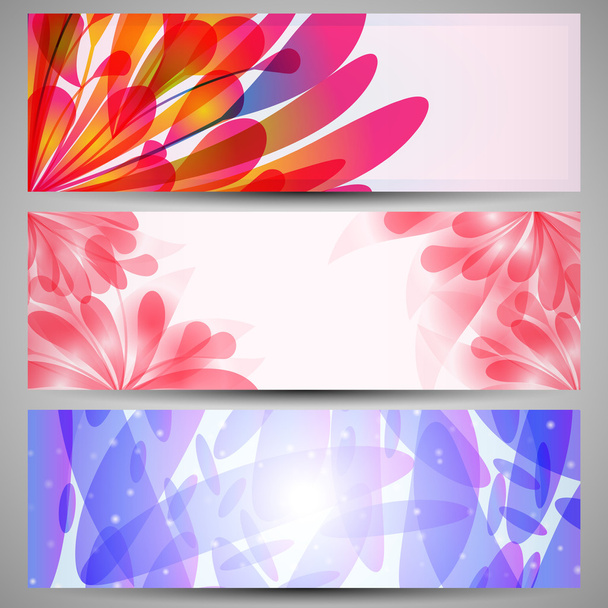 Set of banners with abstract flowers - Vector, afbeelding