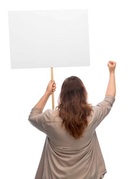 woman with poster protesting on demonstration - Zdjęcie, obraz