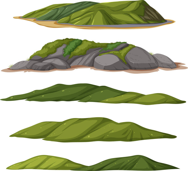 Μεμονωμένα διαφορετικά βουνά σε λευκό φόντο εικονογράφηση - Διάνυσμα, εικόνα