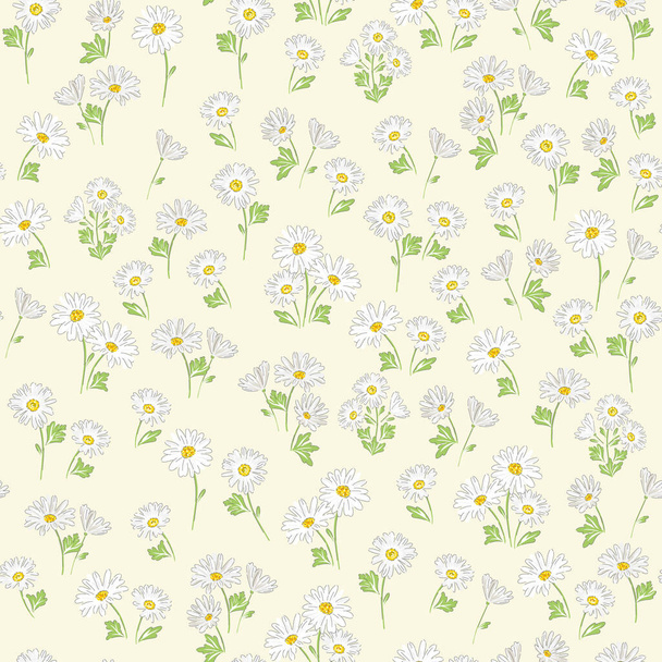 Daisy flower vector seamless pattern. - Vector, Image