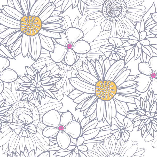 Pattern with flowers - Vector, Image