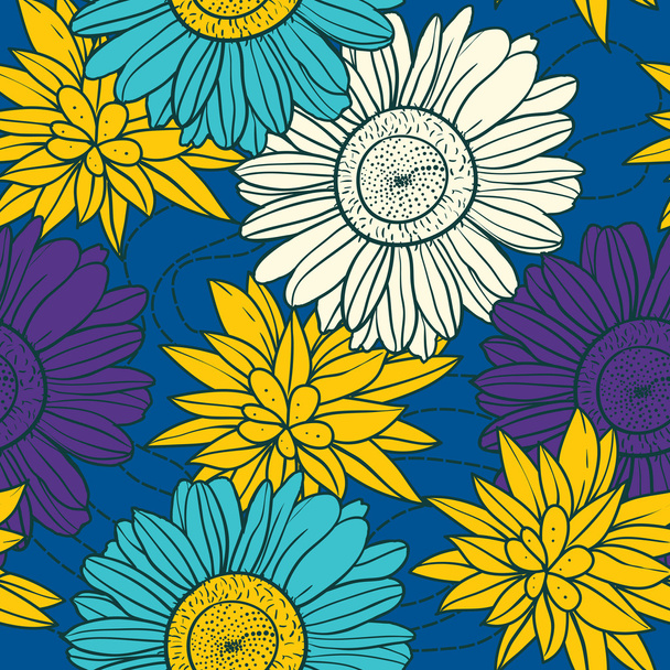 Pattern with flowers - Vector, afbeelding
