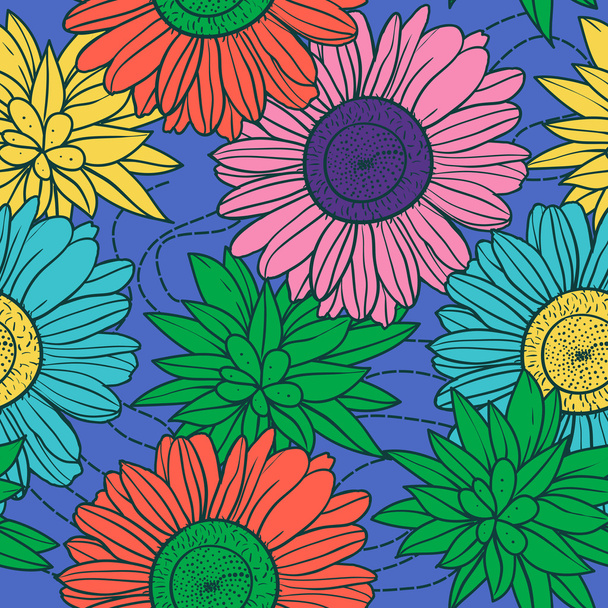 Pattern with flowers - Vektori, kuva