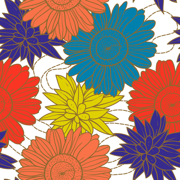 Pattern with flowers - Vektori, kuva