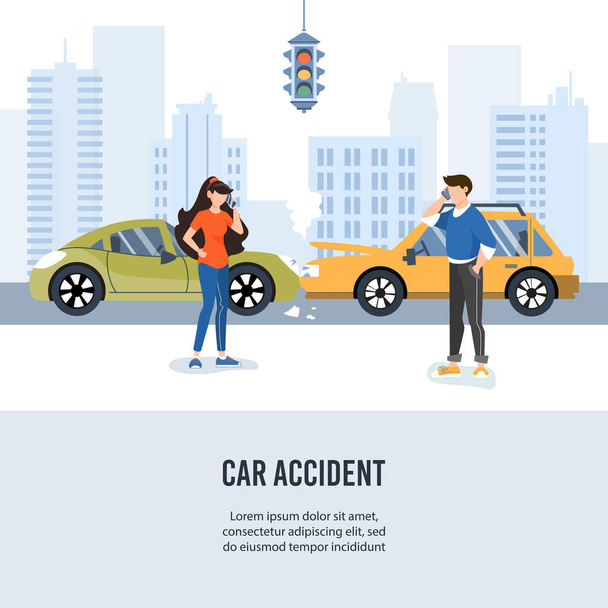 市内の自動車道路交通事故 - ベクター画像