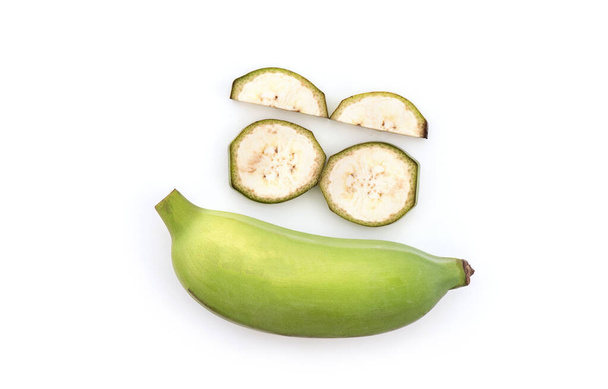 Banana o frutti di banana coltivati isolati su sfondo bianco.vista dall'alto, posa piatta. - Foto, immagini