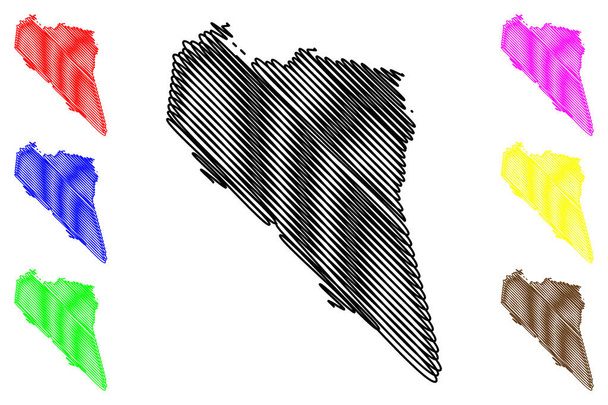 Ponto Novo gemeente (Bahia staat, Gemeenten van Brazilië, Federale Republiek Brazilië) kaart vector illustratie, krabbel schets Ponto Novo kaart - Vector, afbeelding