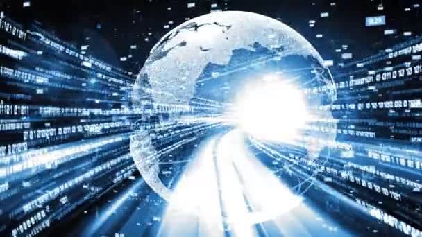 Fütürist küresel ağ ve üç boyutlu dijital veri transferi grafiği - Video, Çekim