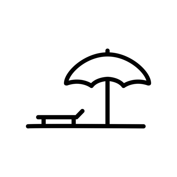 Paraguas de la piscina icono vector y sillas de piscina. piscina, natación. estilo icono de línea. Diseño simple ilustración editable - Vector, imagen