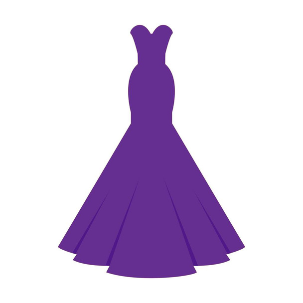 women full frock purple color fashion dress. on white background - Vektör, Görsel