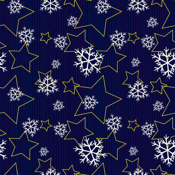 Seamless winter pattern with stars and snowflakes vector illustration - Vector, Image