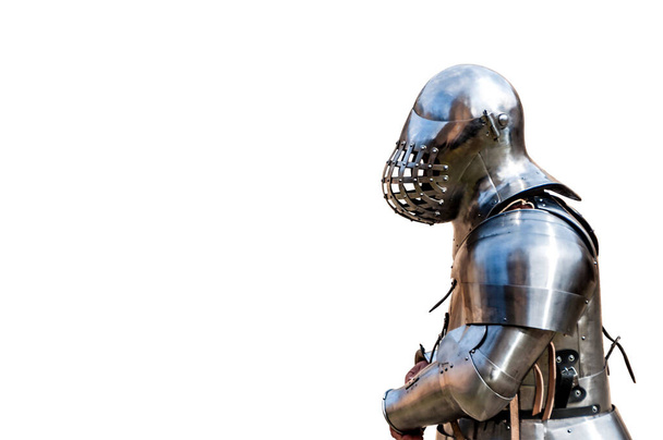 Μεσαιωνικός πολεμιστής με λευκό φόντο - Φωτογραφία, εικόνα