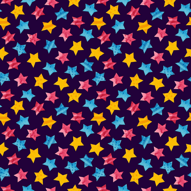 Panexual fierté motif sans couture avec des étoiles. LGBTQIA Clipart aquarelle, éléments Pan arc-en-ciel - Photo, image