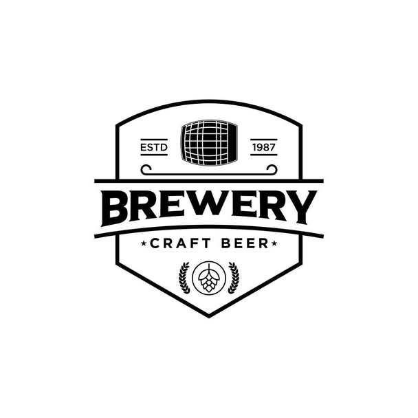 logo della società di produzione della birra. fabbrica di birra logo. vettore logo birreria vintage - Vettoriali, immagini