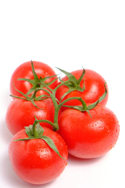 Red and ripe tomatoes white background - 写真・画像