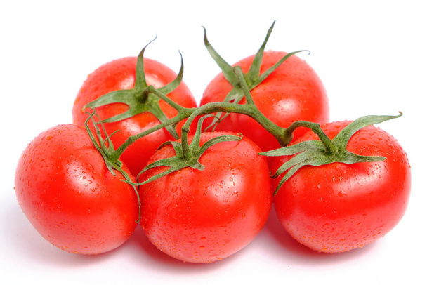 Red and ripe tomatoes white background - Фото, зображення
