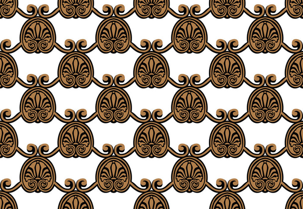 Greek decorative element flower Lotus pattern, greek shape seamless texture - Vektor, Bild