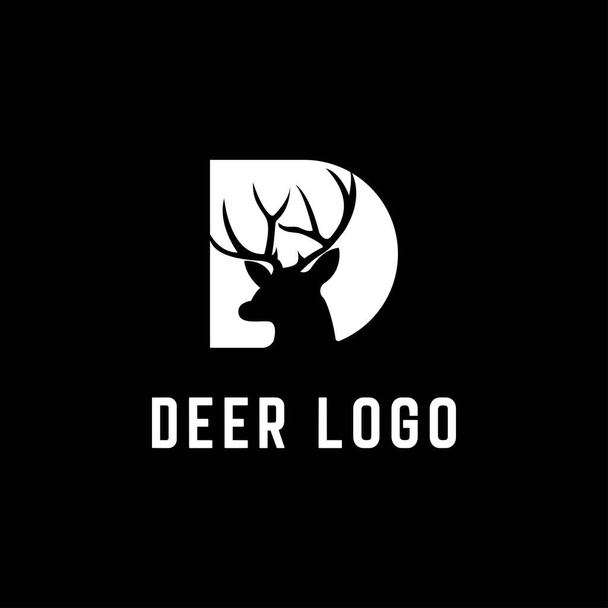 頭文字D鹿のロゴデザインテンプレート - ベクター画像