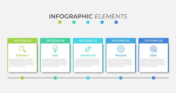 Plantilla de infografía empresarial de presentación con 5 opciones - Vector, Imagen