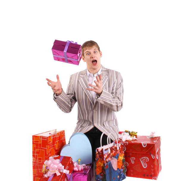 Man with gifts - Фото, изображение