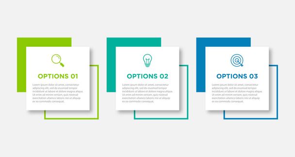 Timeline infographic design element and number options. Business concept with 3 steps. Can be used for workflow layout, diagram, annual report, web design. Vector business template for presentation. - Vector, afbeelding