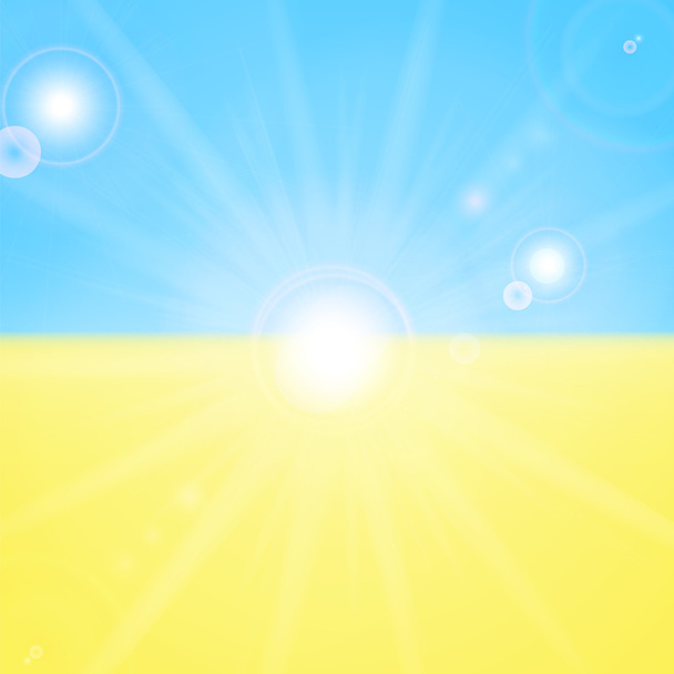 Ukrainian flag and sun  - Vector, Image