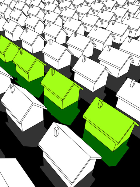 Fila de casas verdes "ecológicas"
 - Vector, imagen